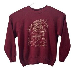 1995 Abbey Press Glory To God In The Highest Men's XL Maroon Sweatshirt Vtg